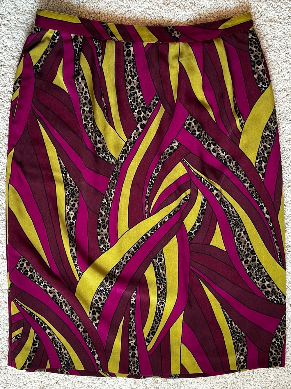 Kasper Bold Fuchsia and Lime African Floral Leopard Print Pencil Skirt Size 16